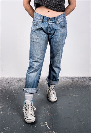 VINTAGE HIGH-WAISTED LEVI'S BLUE MOM PAINT JEANS