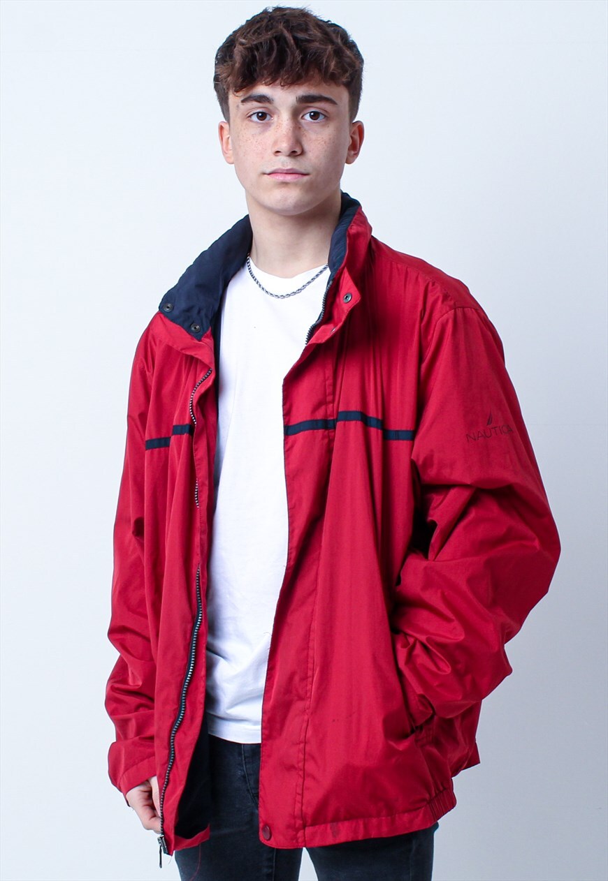 red oversized windbreaker