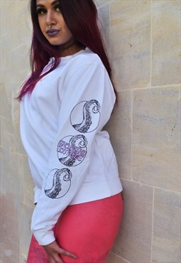Shokushu Boutique unisex sweatshirt tentacle sleeve (White) 