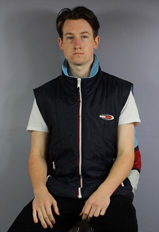 VINTAGE TOMMY HILFIGER PADDED WINTER GILET IN NAVY BLUE WITH