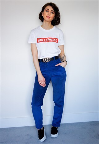 1980'S BLUE CORD TROUSERS