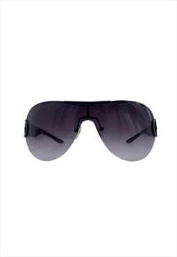 Vintage Y2K / 2000s Black Oversized Visor Sunglasses