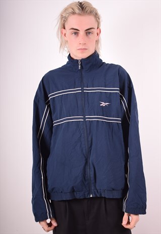 REEBOK MENS VINTAGE JACKET XL NAVY BLUE 90S