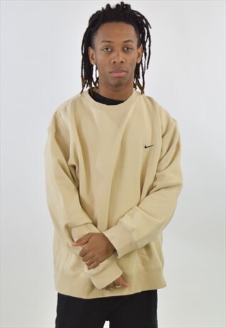 VINTAGE 90S CREAM NIKE CREW NECK SWEATSHIRT
