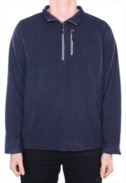 Starter - Blue Embroidered Quarter Zip Fleece Jumper - Large