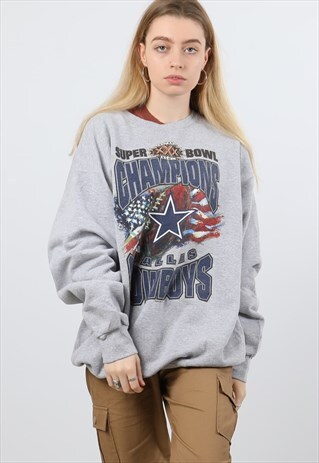VINTAGE STARTER OVERSIZED GREY SUPERBOWL SWEATSHIRT