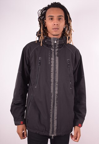 TOMMY HILFIGER MENS VINTAGE JACKET LARGE BLACK 90S