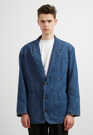 VINTAGE BLUE VALENTINO DENIM BLAZER JACKET