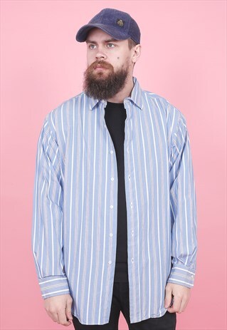 VINTAGE POLO RALPH LAUREN STRIPED SHIRT /R6335