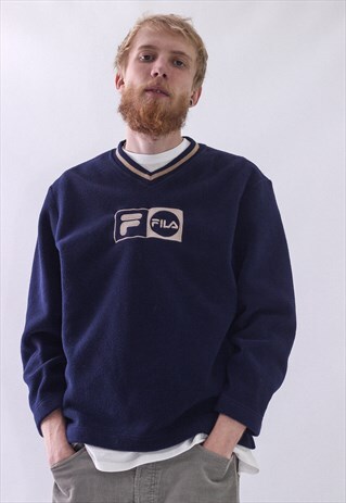 VINTAGE MENS FILA BIG LOGO FLEECE SWEATSHIRT