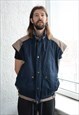 Vintage 80's Blue/Brown Worker Style Gilet