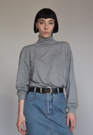 VINTAGE BRIGHT GREY BLEND ROLL NECK