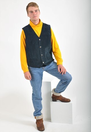 VINTAGE SUEDE LEATHER VEST IN BLACK