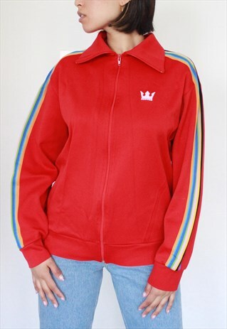 Y2K RED BOMBERJACKET WITH RAINBOW STRIPES