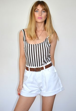 VINTAGE 90S WHITE DENIM HIGH WAISTED SHORTS