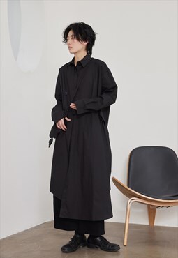 Yamamoto-style Asymmetrical Long Shirt in Black