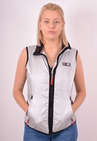 TOMMY HILFIGER WOMENS VINTAGE GILET MEDIUM GREY 90S