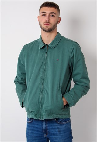 VINTAGE TOMMY HILFIGER HARRINGTON JACKET IN GREEN MEDIUM