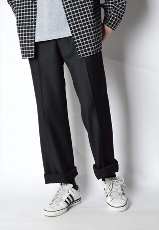 VINTAGE 80S BLACK MINIMALIST PANTS
