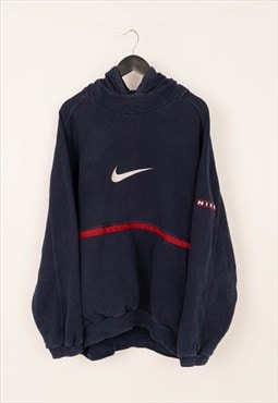 90s Rare Vintage Nike Spell Out Swoosh Navy Hoodie