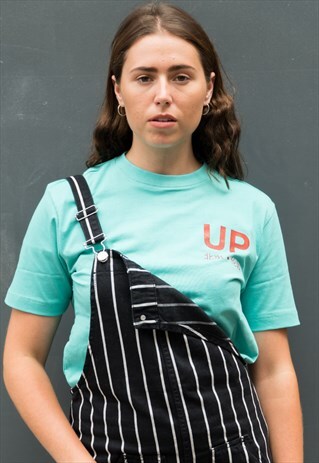 URBAN PANDA ROUND NECK T SHIRT - TEAL & RED