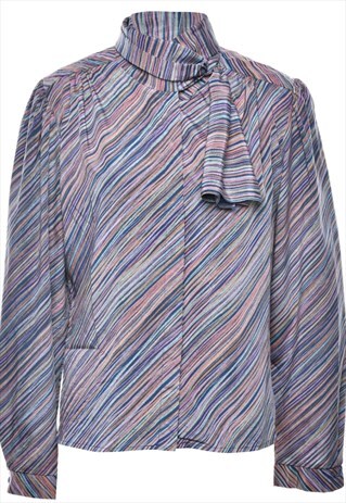 BEYOND RETRO VINTAGE STRIPED BLOUSE - L