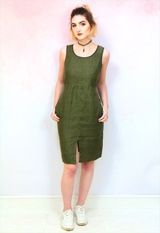1990S VINTAGE KHAKI MIDI DRESS
