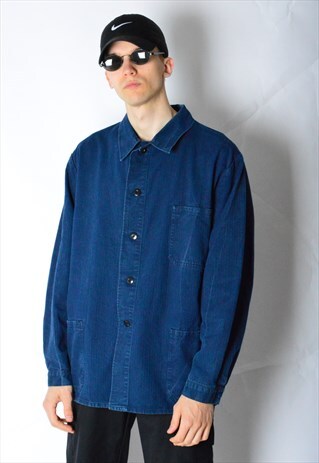 VINTAGE 90S NAVY BLUE WORK SHIRT