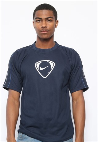 VINTAGE NIKE BIG LOGO T-SHIRT NAVY BLUE