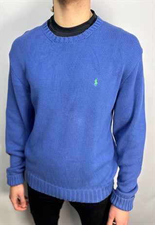 VINTAGE POLO RALPH LAUREN JUMPER IN BLUE.