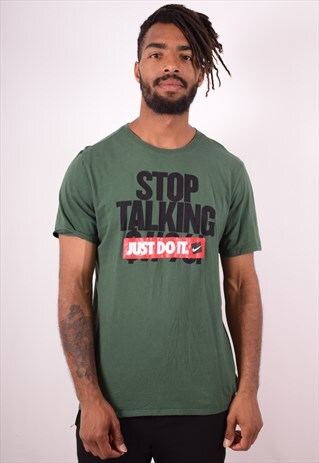 NIKE MENS VINTAGE T-SHIRT TOP LARGE KHAKI 90S