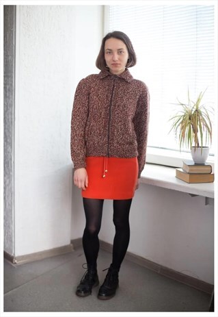 VINTAGE 70'S KNITTED CARDIGAN IN BROWN