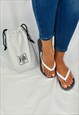 NAKED TWO TONE SILVER GREY FLIP FLOPS WITH WHITE STRAPS