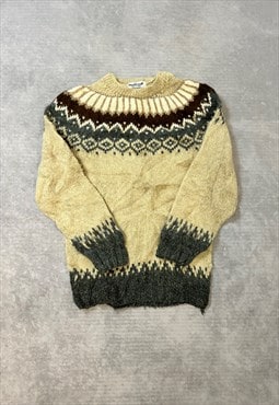 Vintage Abstract Knitted Jumper Alpaca Wool Sweater