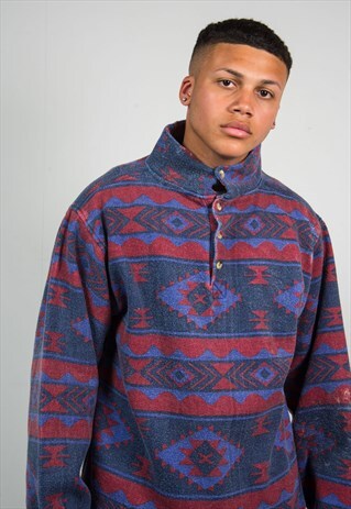 AZTEC BUTTON UP FLEECE JACKET