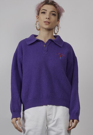 VINTAGE 80'S LEVI'S PURPLE POLO JUMPER