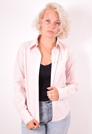 POLO RALPH LAUREN WOMENS VINTAGE SHIRT MEDIUM PINK 90S