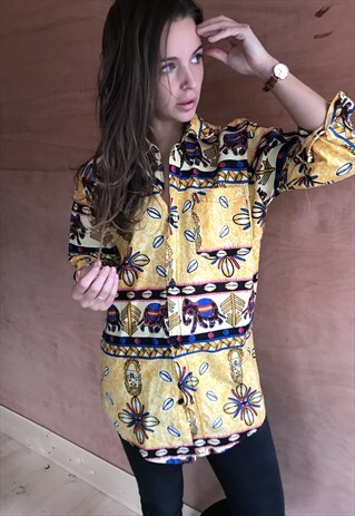 PATTERNED OVERSIZED RETRO VINTAGE UNISEX FESTIVAL SHIRT