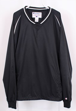 Champion black sweater / windbreaker material, USA Vintage.