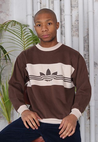 VINTAGE ADIDAS BIG LOGO SWEATSHIRT BROWN