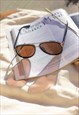 BROWN ROUNDED DROP AVIATOR SUNGLASSES