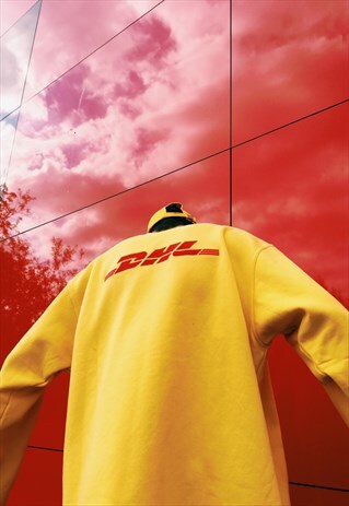 RARE VINTAGE 90S YELLOW EMBROIDERED DHL SWEATSHIRT