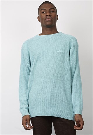 VINTAGE 80'S LEVI'S GREEN/ BLUE KNITTED JUMPER