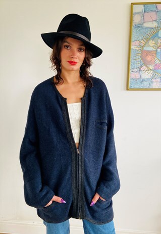 BLUE WOOL CARDIGAN