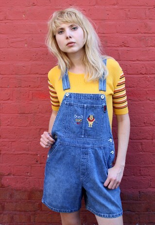 VINTAGE 90S WINNIE THE POOH DUNGAREES SHORTALLS