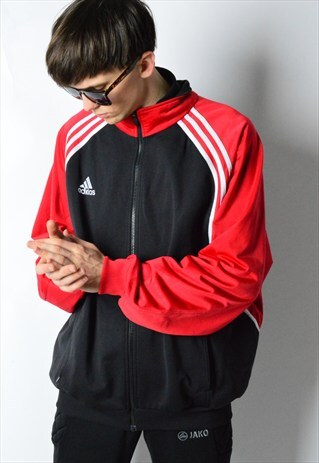 2000 BLACK AND RED COLOUR BLOCK ADIDAS TRACK JACKET