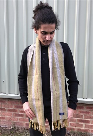 VINTAGE CASHMERE CHECKED SCARF GREEN-S009
