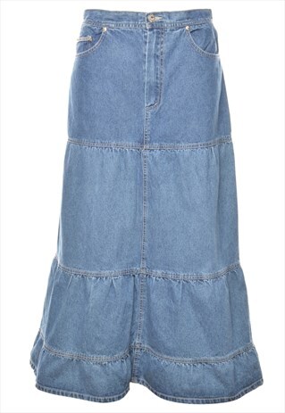 BEYOND RETRO VINTAGE A-LINE DENIM SKIRT - L