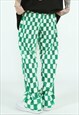 CHECK PANTS WIDE CHESS JOGGERS IN GREEN WHITE 