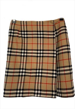 Burberry vintage nova check skirt in camel wool. S